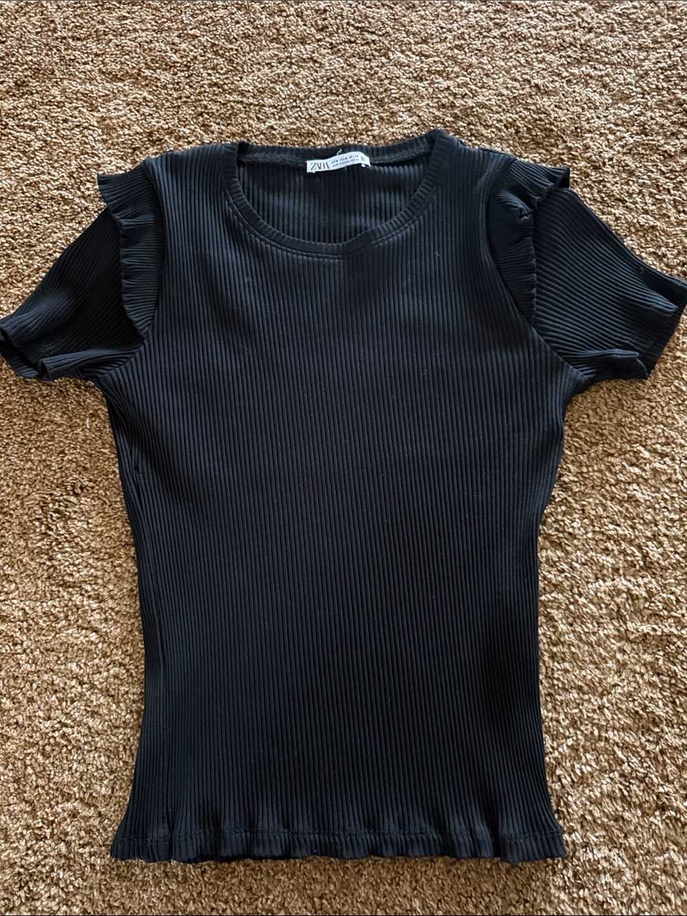 Women’s new without tags black ribbed short sleeve ribbed top sz M
